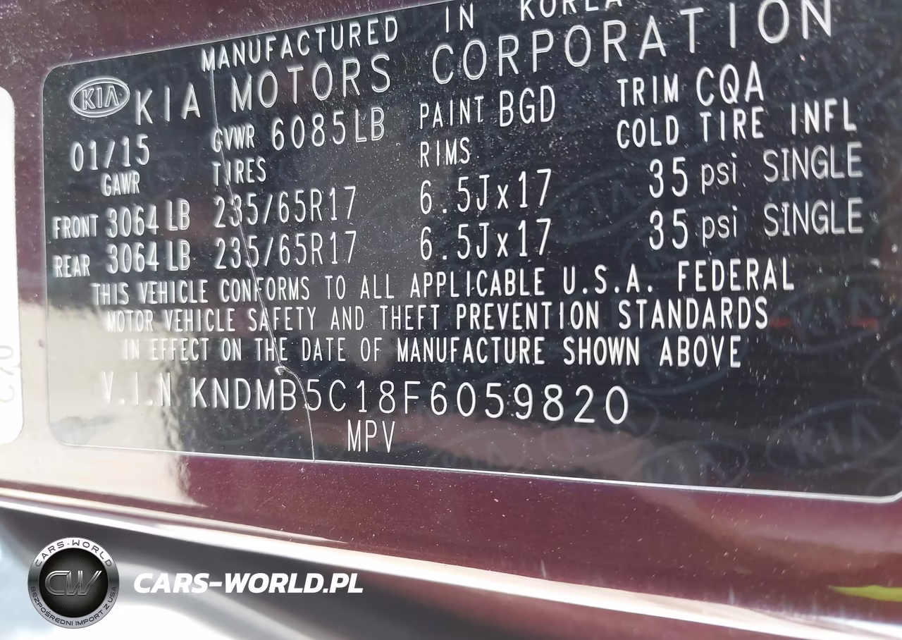 2015 Kia Sedona Lx VIN:KNDMB5C18F6059820 - 9
