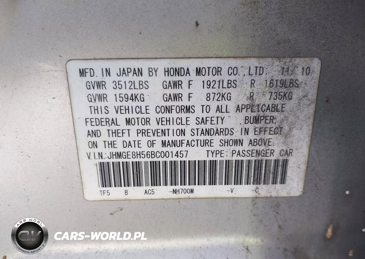 2011 Honda Fit Sport VIN:JHMGE8H56BC001457 - 9