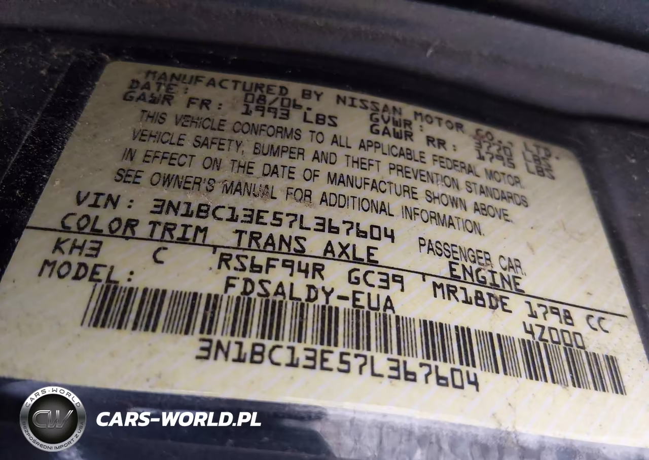 2007 Nissan Versa 1.8S VIN:3N1BC13E57L367604 - 9