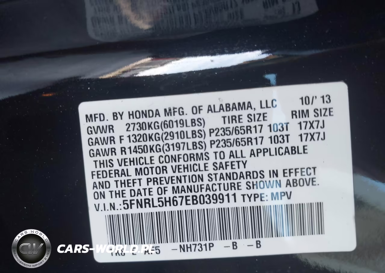 2014 Honda Odyssey Ex-L VIN:5FNRL5H67EB039911 - 9