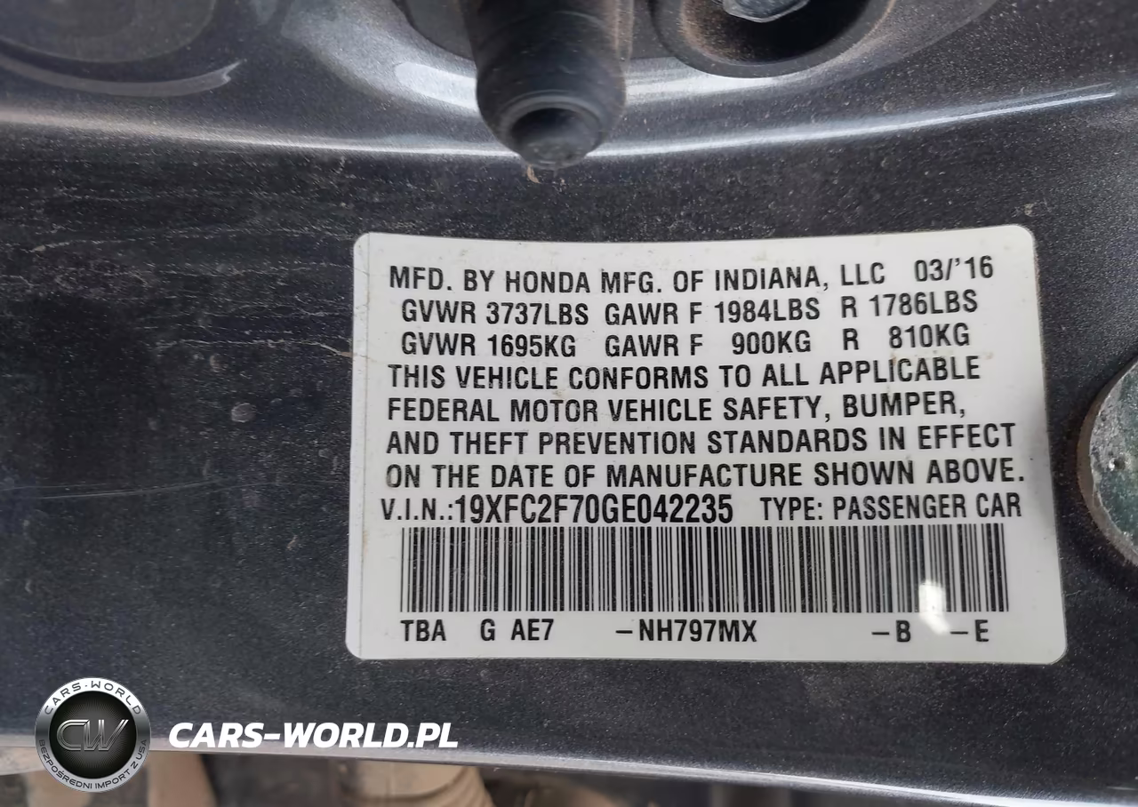 2016 Honda Civic Ex VIN:19XFC2F70GE042235 - 9