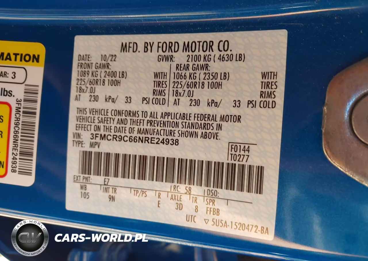 2022 Ford Bronco Sport Outer Banks VIN:3FMCR9C66NRE24938 - 9