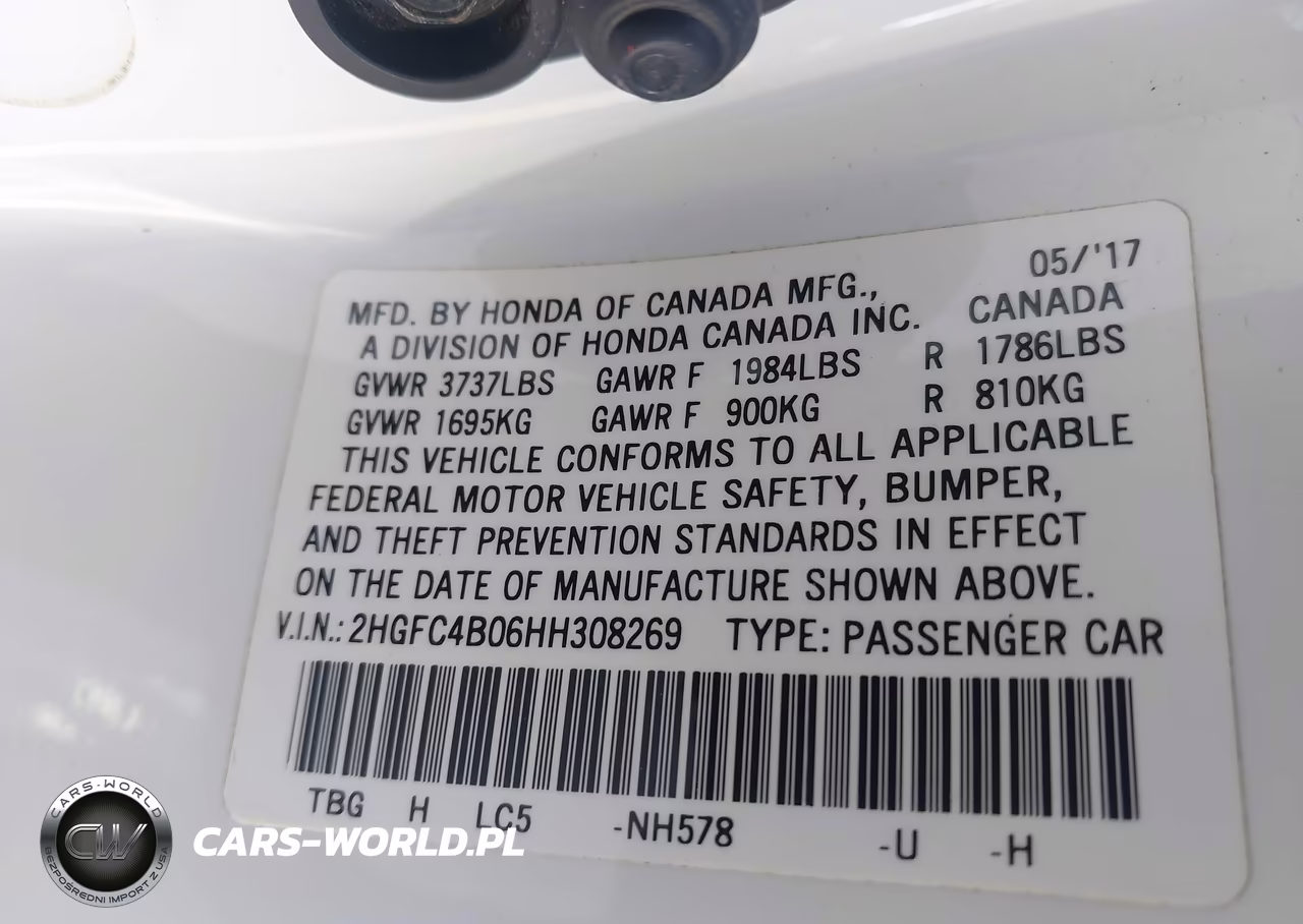 2017 Honda Civic Lx-P VIN:2HGFC4B06HH308269 - 9