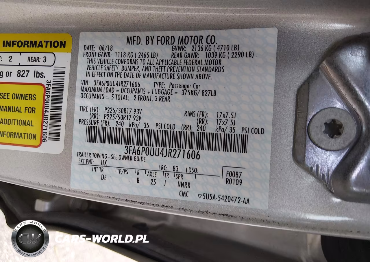 2018 Ford Fusion Hybrid S VIN:3FA6P0UU4JR271606 - 9