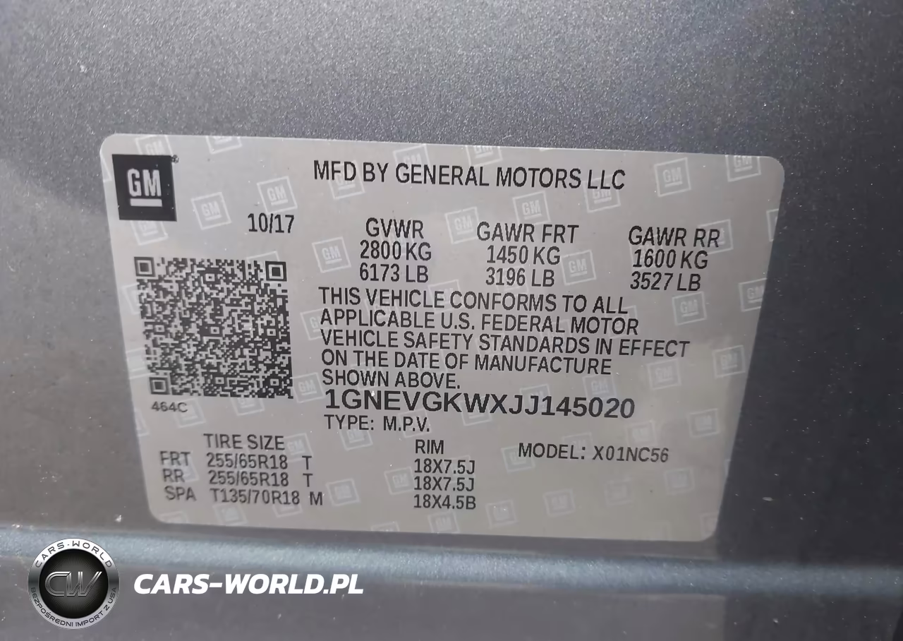 2018 Chevrolet Traverse 1Lt VIN:1GNEVGKWXJJ145020 - 9