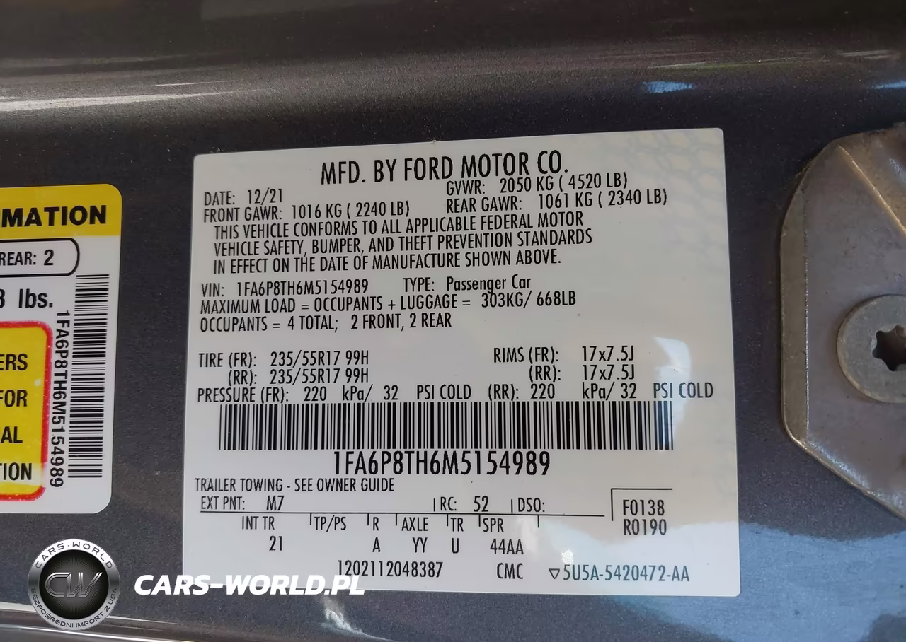2021 Ford Mustang Ecoboost Fastback VIN:1FA6P8TH6M5154989 - 9