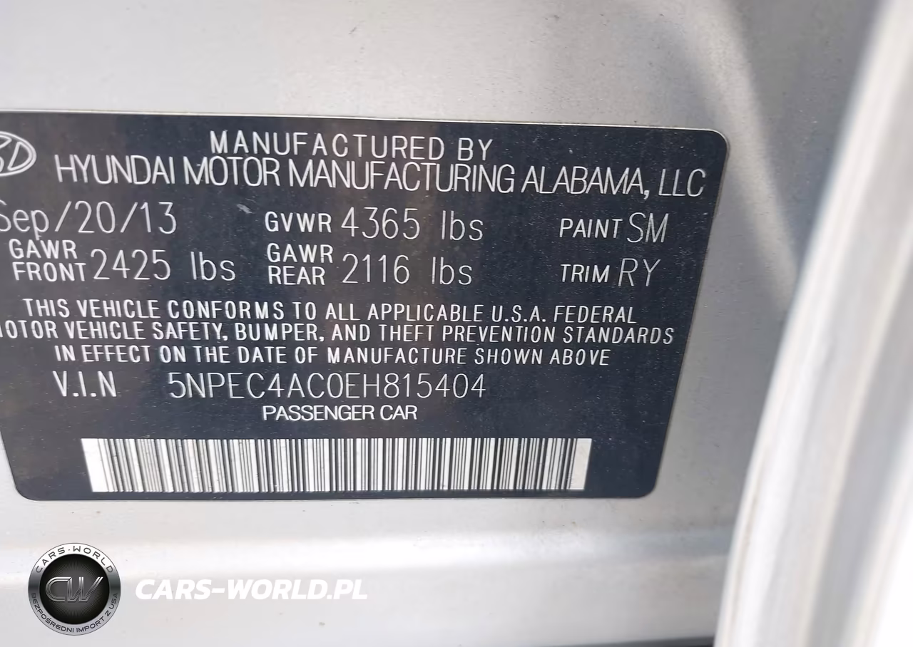 2014 Hyundai Sonata Limited VIN:5NPEC4AC0EH815404 - 9