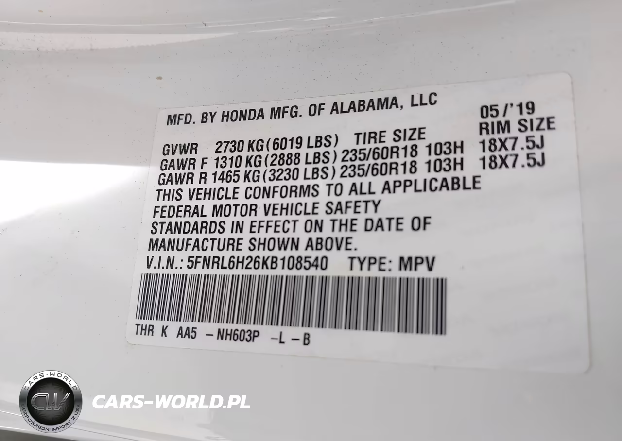 2019 Honda Odyssey Lx VIN:5FNRL6H26KB108540 - 9