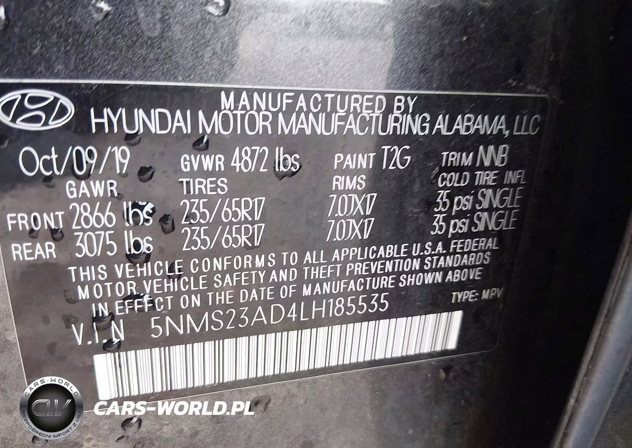 2020 Hyundai Santa Fe Se VIN:5NMS23AD4LH185535 - 9