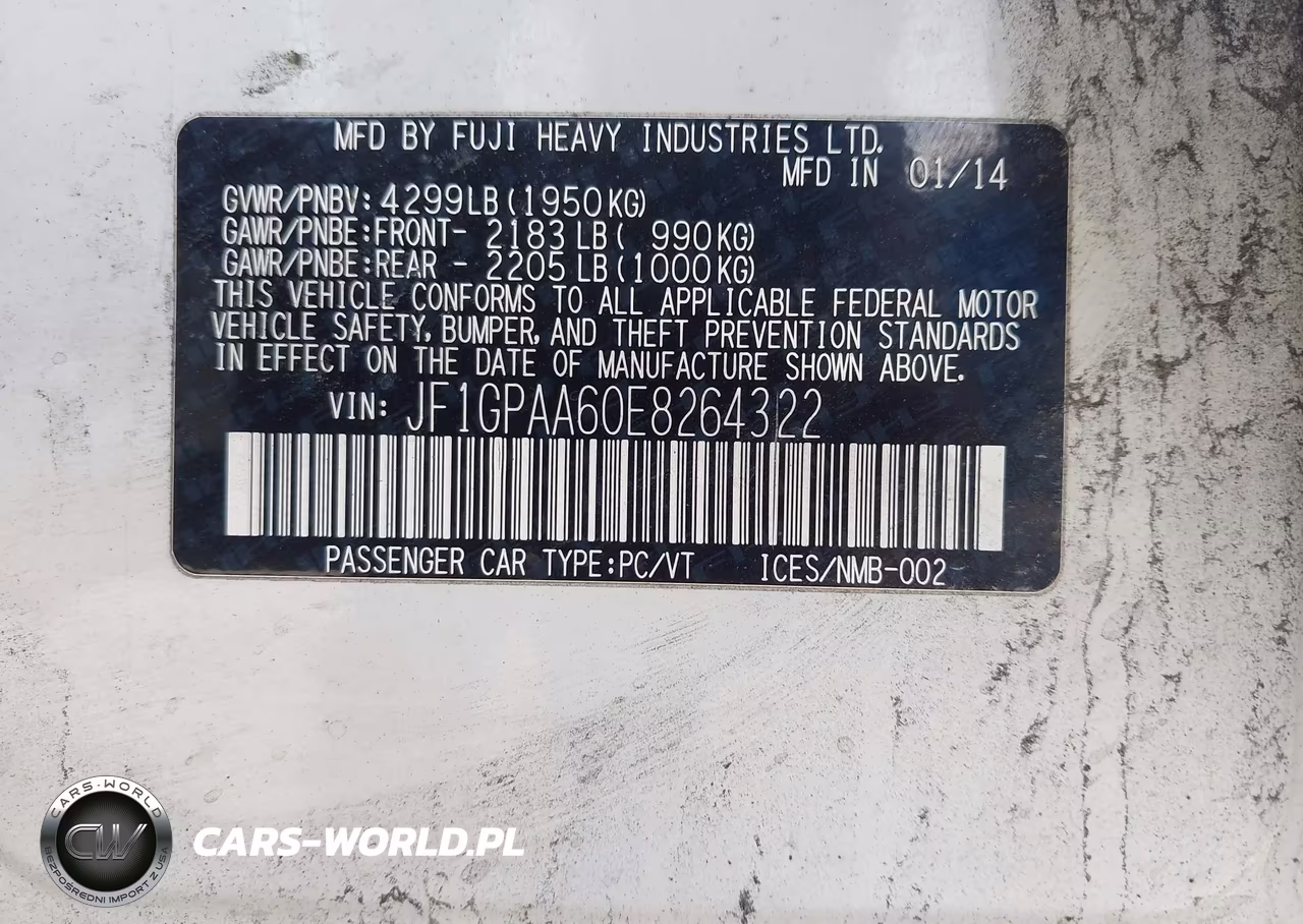 2014 Subaru Impreza 2.0I VIN:JF1GPAA60E8264322 - 9