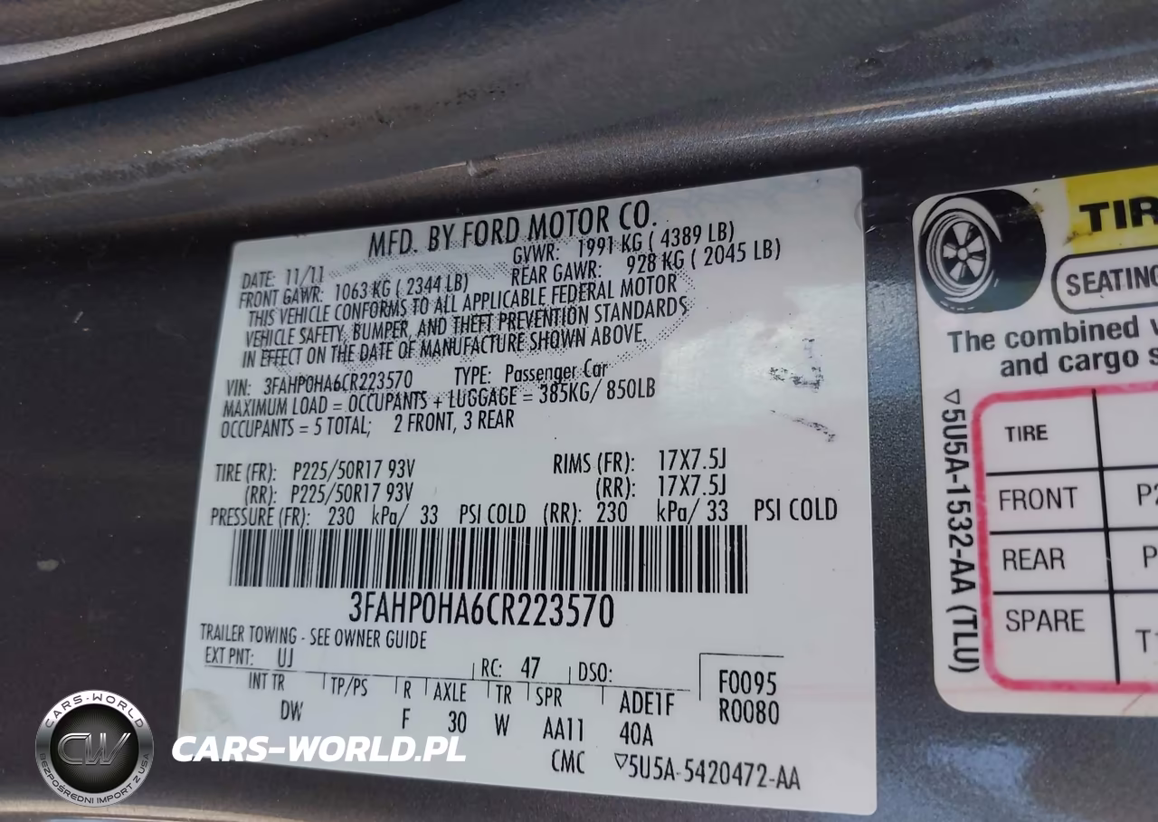 2012 Ford Fusion Se VIN:3FAHP0HA6CR223570 - 9