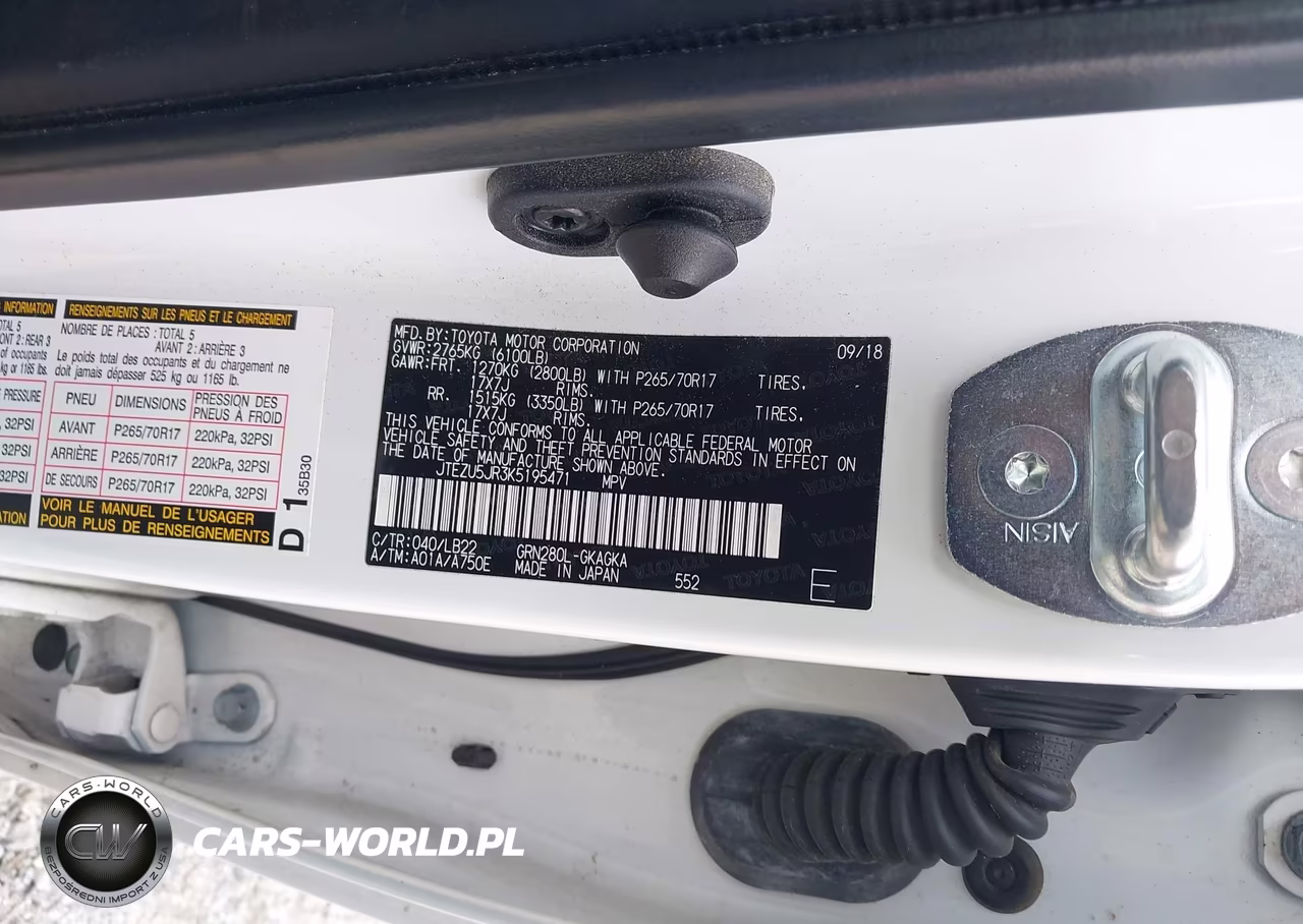 2019 Toyota 4Runner Sr5 Premium VIN:JTEZU5JR3K5195471 - 9