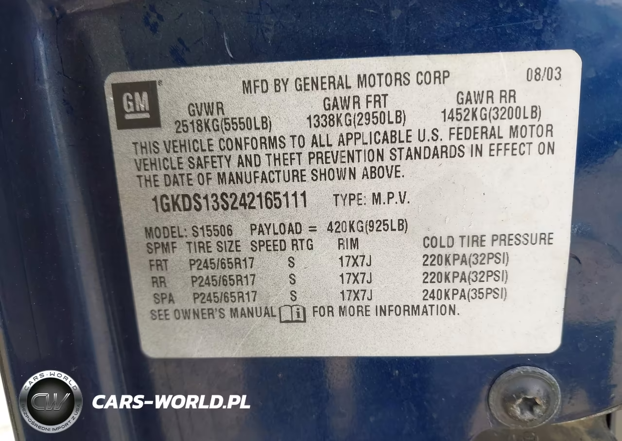 2004 GMC Envoy Slt VIN:1GKDS13S242165111 - 9