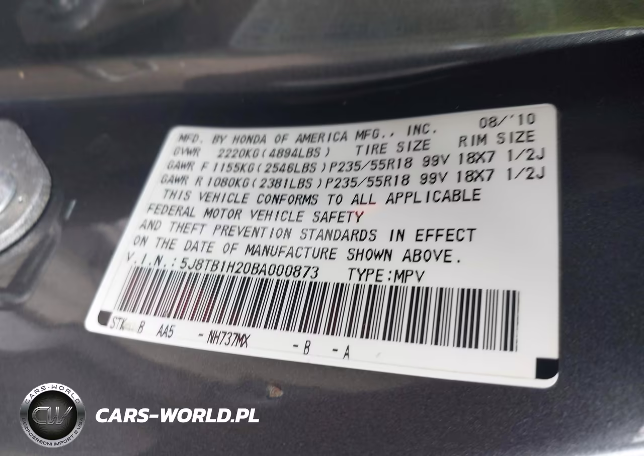 2011 Acura Rdx VIN:5J8TB1H20BA000873 - 9