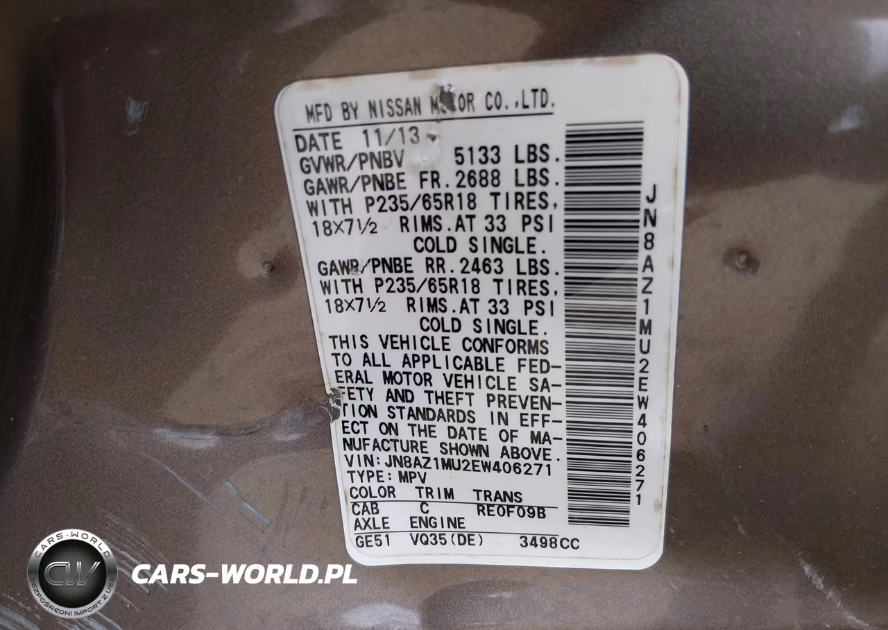 2014 Nissan Murano S VIN:JN8AZ1MU2EW406271 - 9