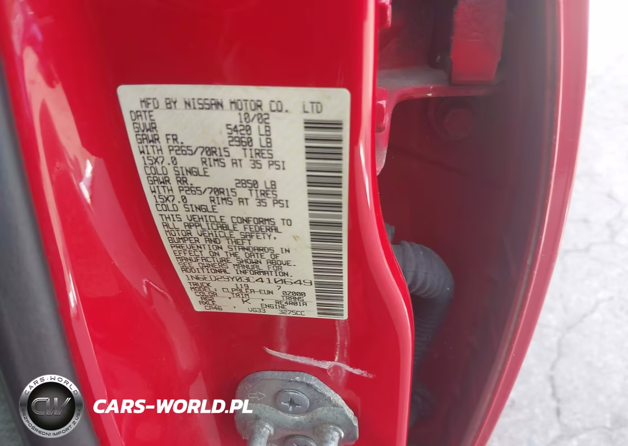 2003 Nissan Frontier Xe-V6 VIN:1N6ED29Y03C410649 - 9
