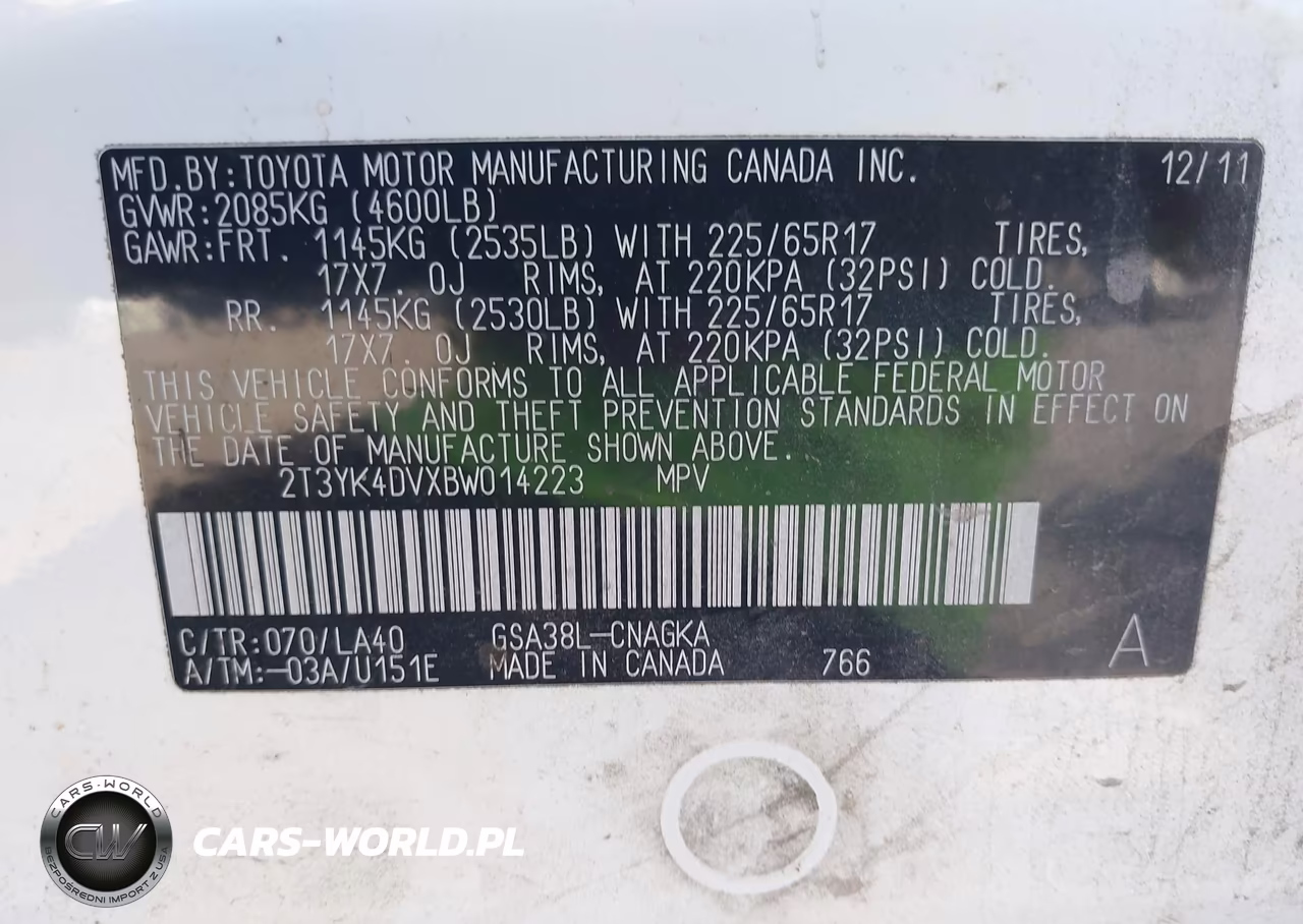 2011 Toyota Rav4 Limited V6 VIN:2T3YK4DVXBW014223 - 9