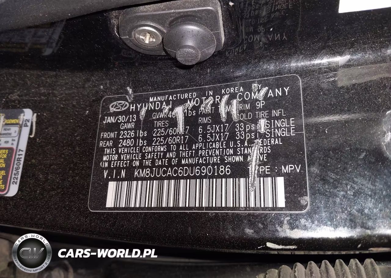 2013 Hyundai Tucson Gls VIN:KM8JUCAC6DU690186 - 9
