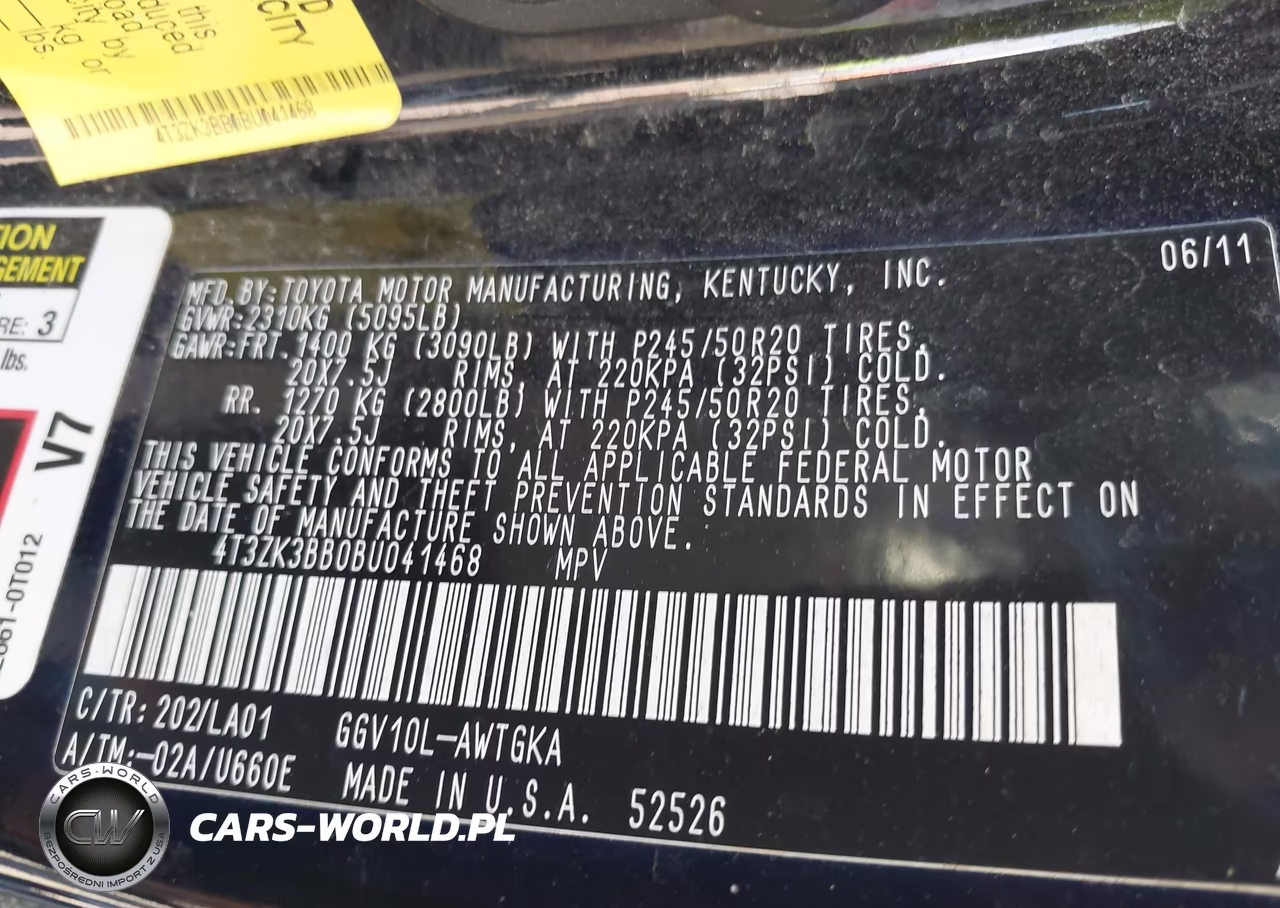 2011 Toyota Venza Base V6 VIN:4T3ZK3BB0BU041468 - 9