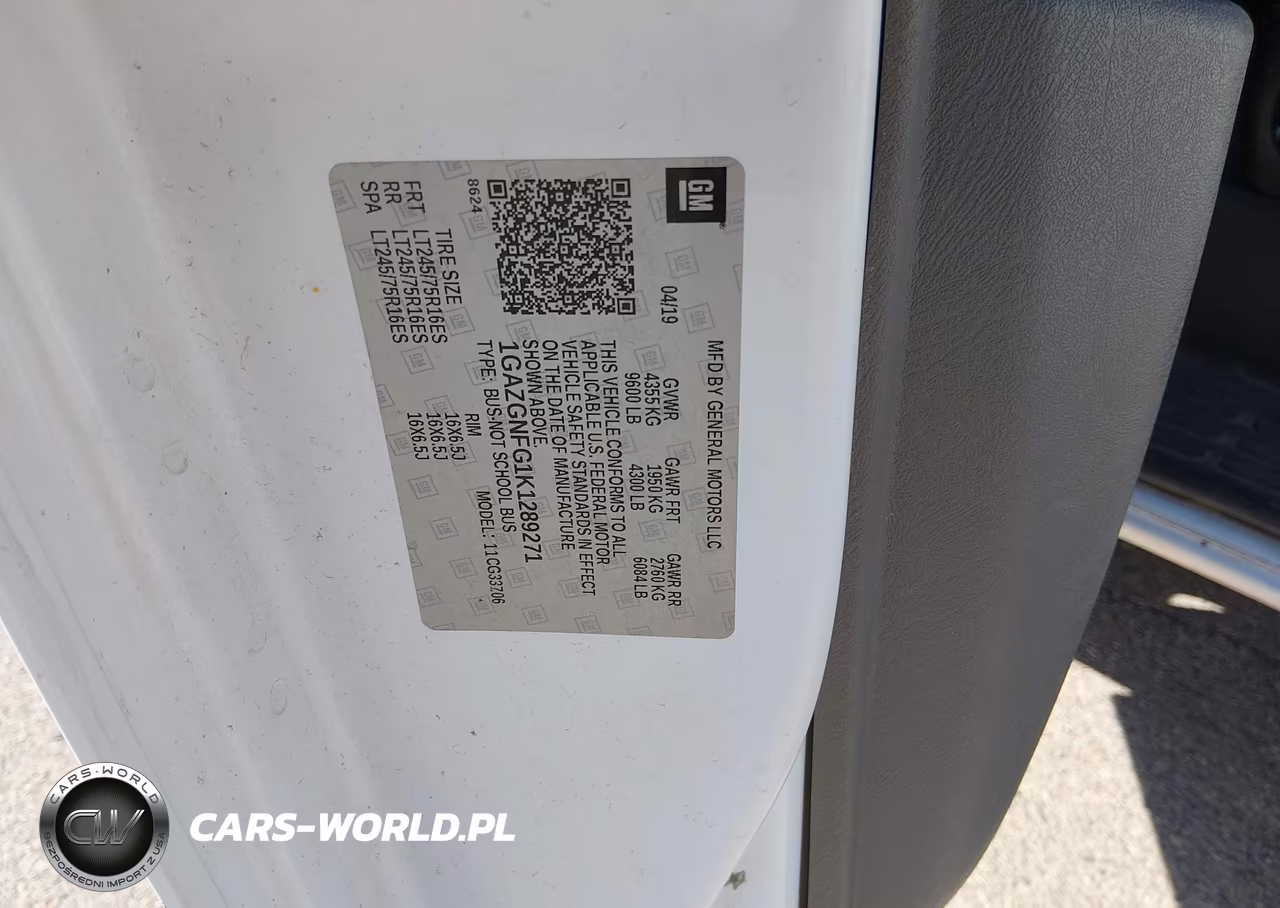 2019 Chevrolet Express 3500 Ls VIN:1GAZGNFG1K1289271 - 9