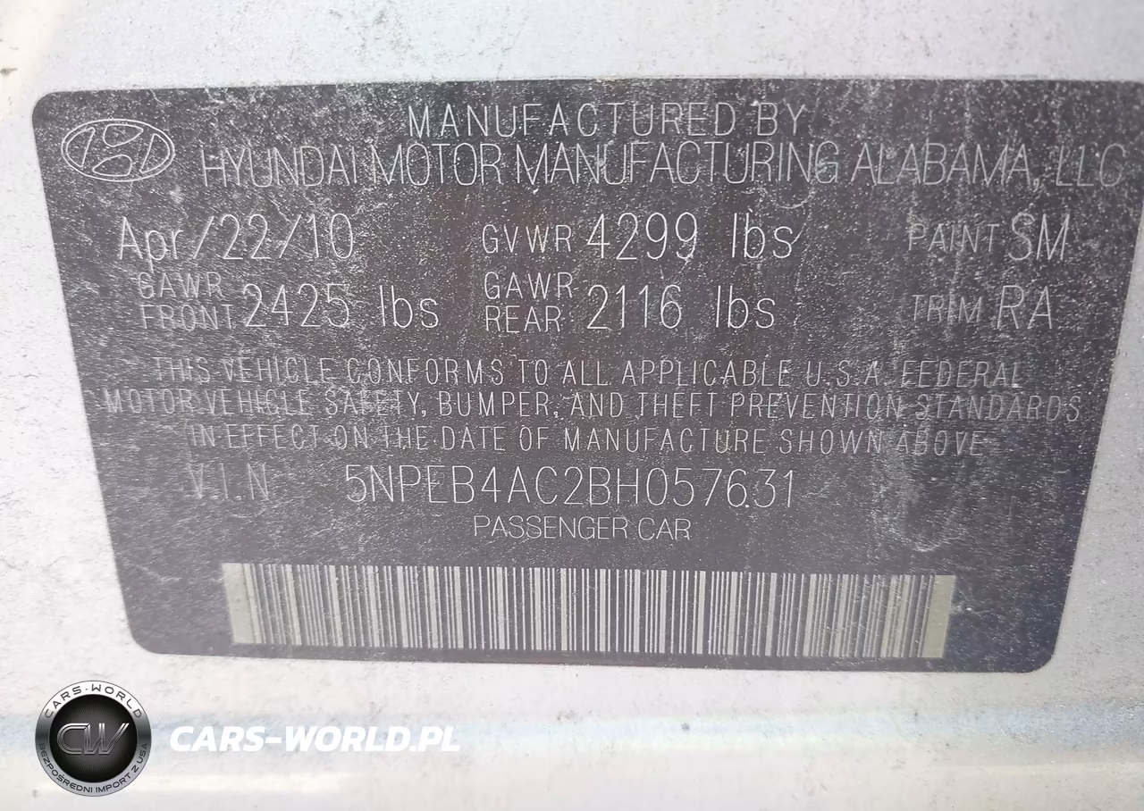 2011 Hyundai Sonata Gls VIN:5NPEB4AC2BH057631 - 9