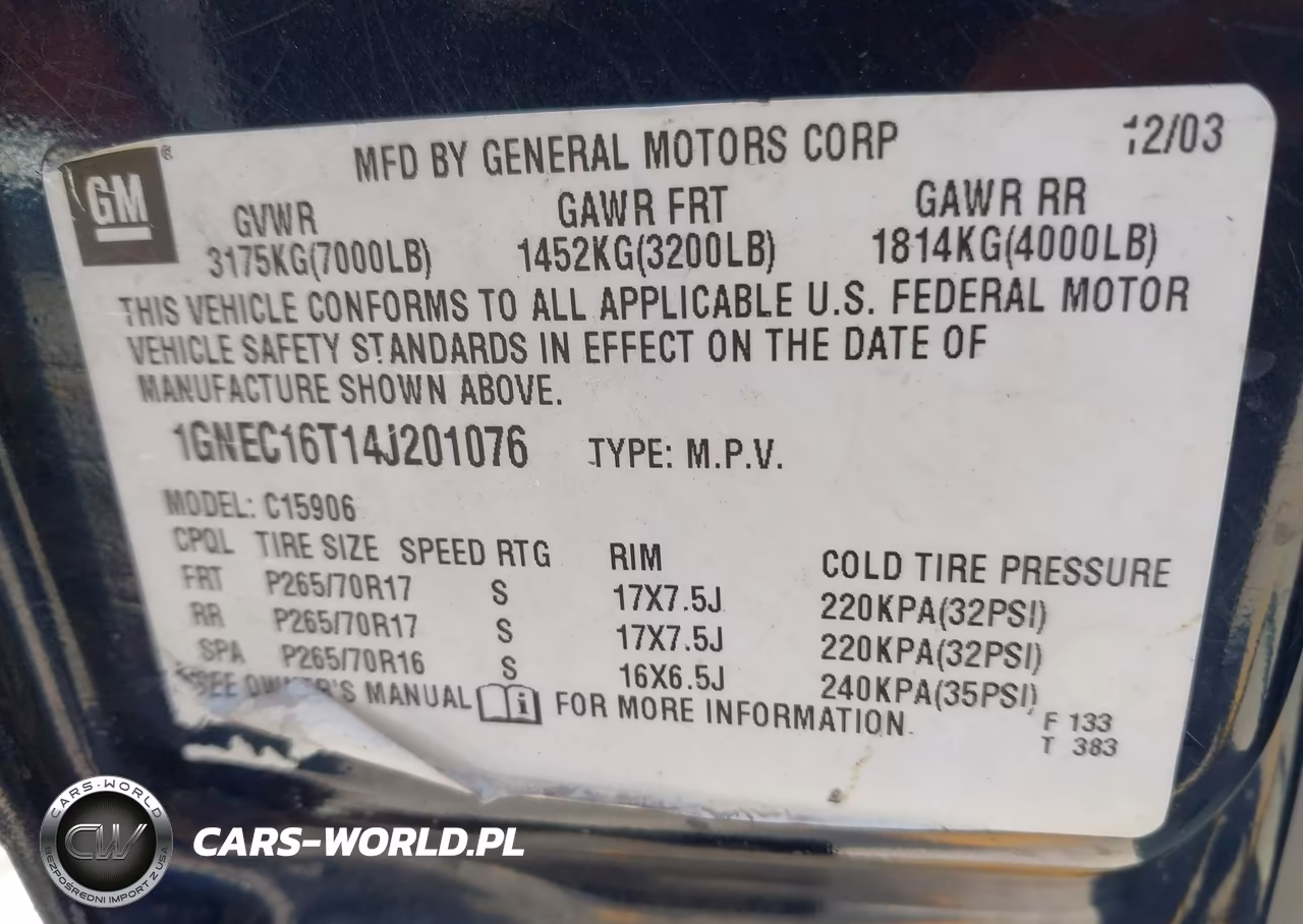 2004 Chevrolet Suburban 1500 Ls VIN:1GNEC16T14J201076 - 9