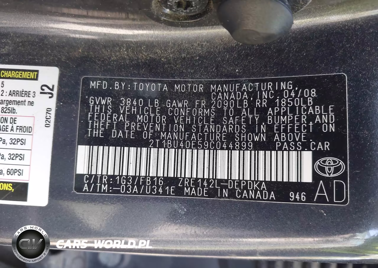 2009 Toyota Corolla Le VIN:2T1BU40E59C044899 - 9