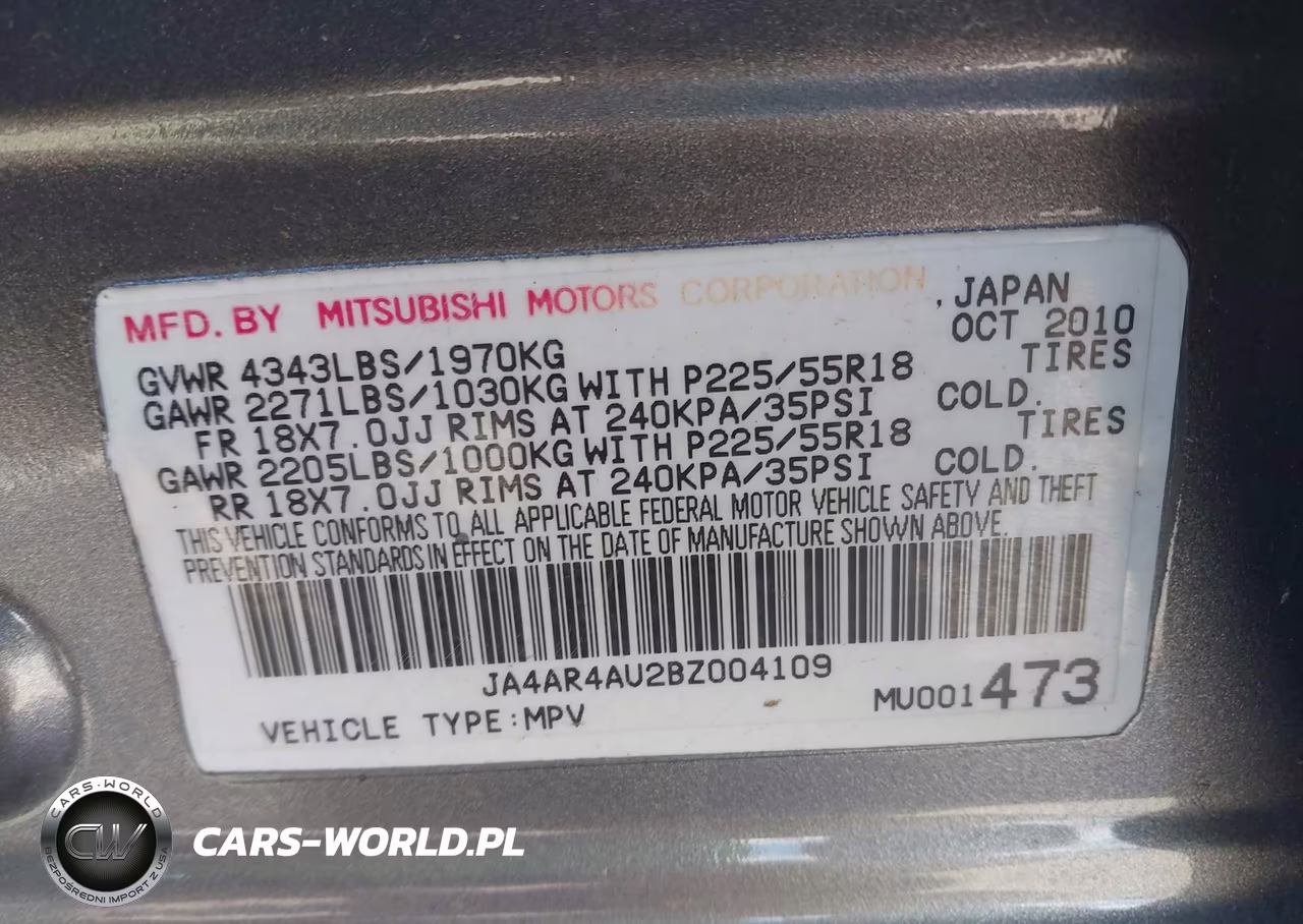 2011 Mitsubishi Outlander Sport Se VIN:JA4AR4AU2BZ004109 - 9
