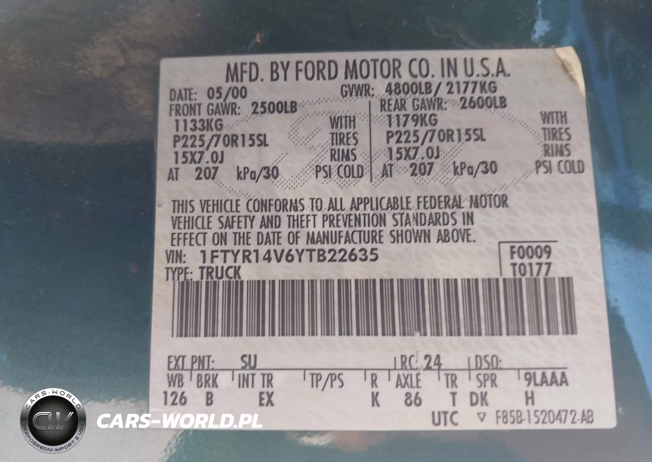 2000 Ford Ranger Xl-Xlt VIN:1FTYR14V6YTB22635 - 9