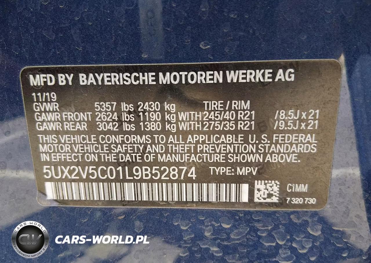 2020 BMW X4 M40I VIN:5UX2V5C01L9B52874 - 9
