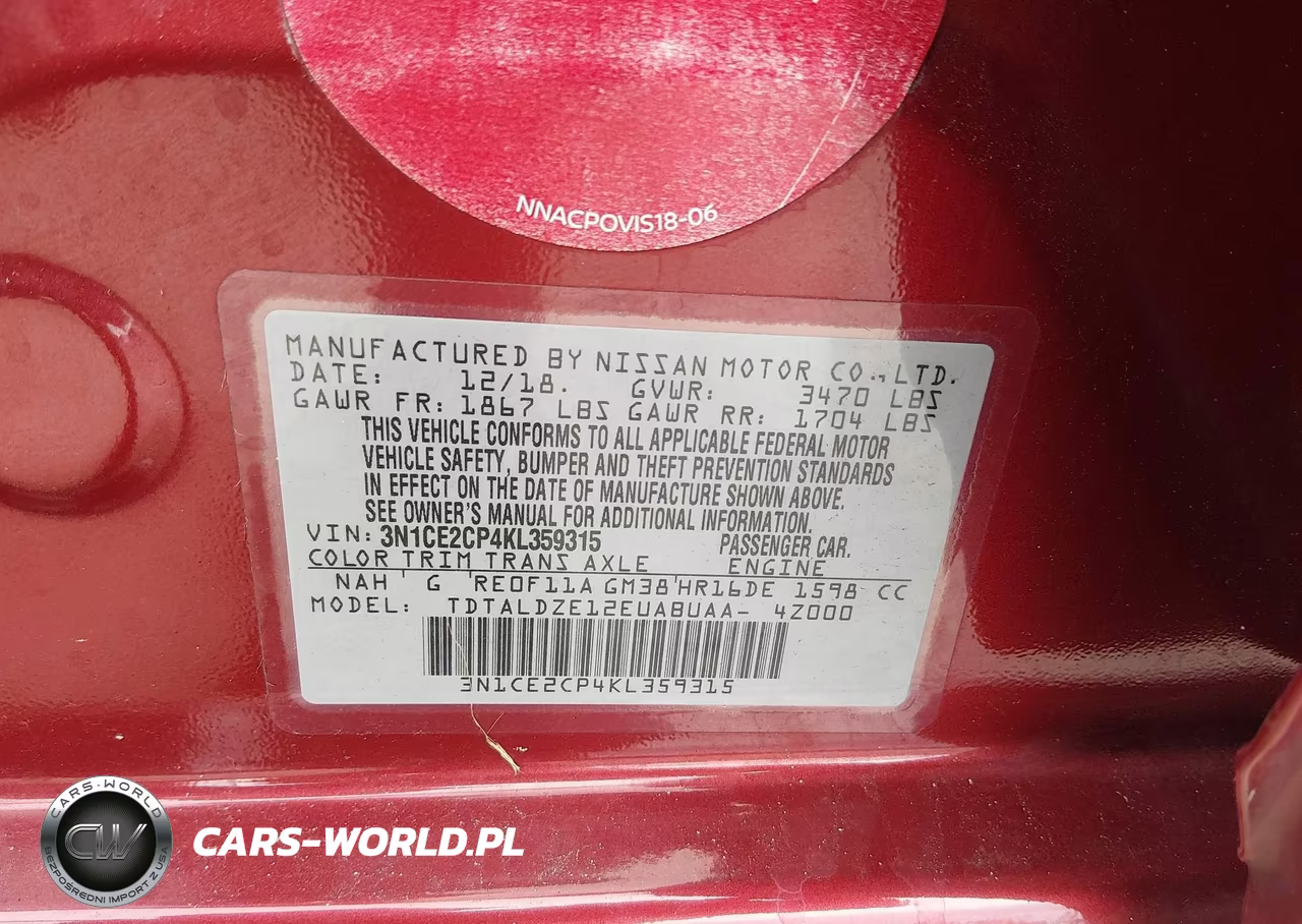 2019 Nissan Versa Note Sv VIN:3N1CE2CP4KL359315 - 9
