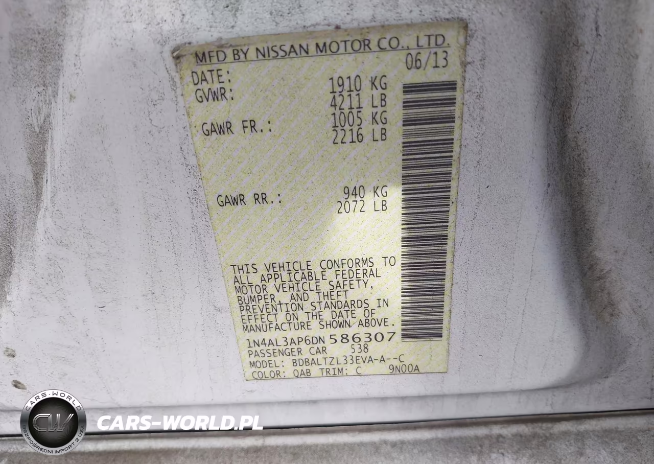 2013 Nissan Altima 2.5 Sv VIN:1N4AL3AP6DN586307 - 9