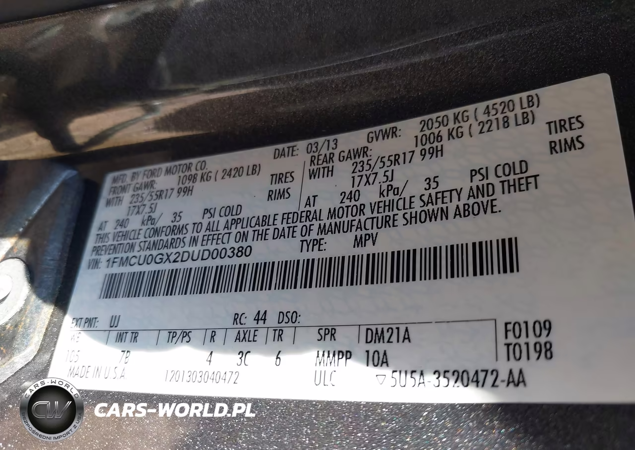 2013 Ford Escape Se VIN:1FMCU0GX2DUD00380 - 9