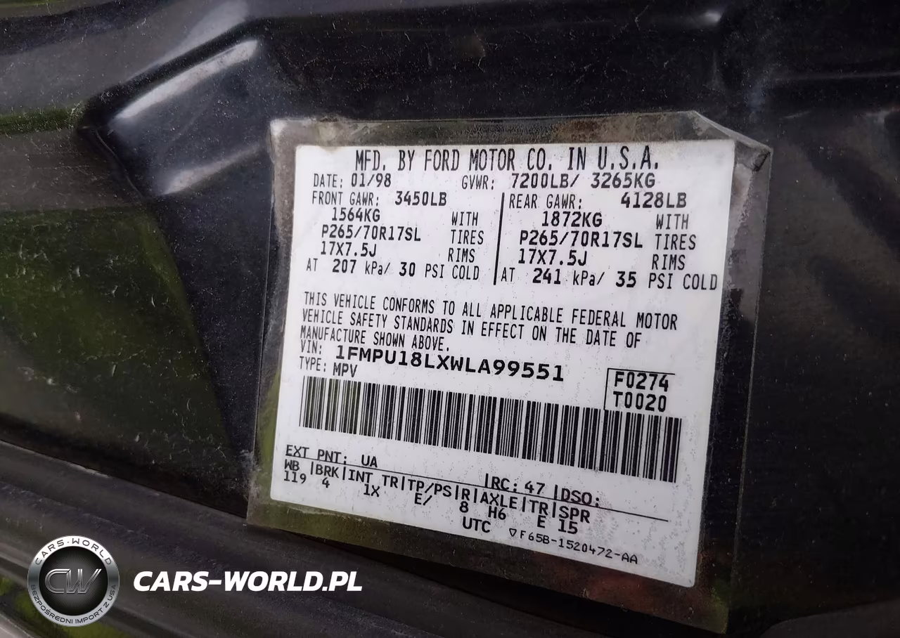 1998 Ford Expedition Eddie Bauer-Xlt VIN:1FMPU18LXWLA99551 - 9