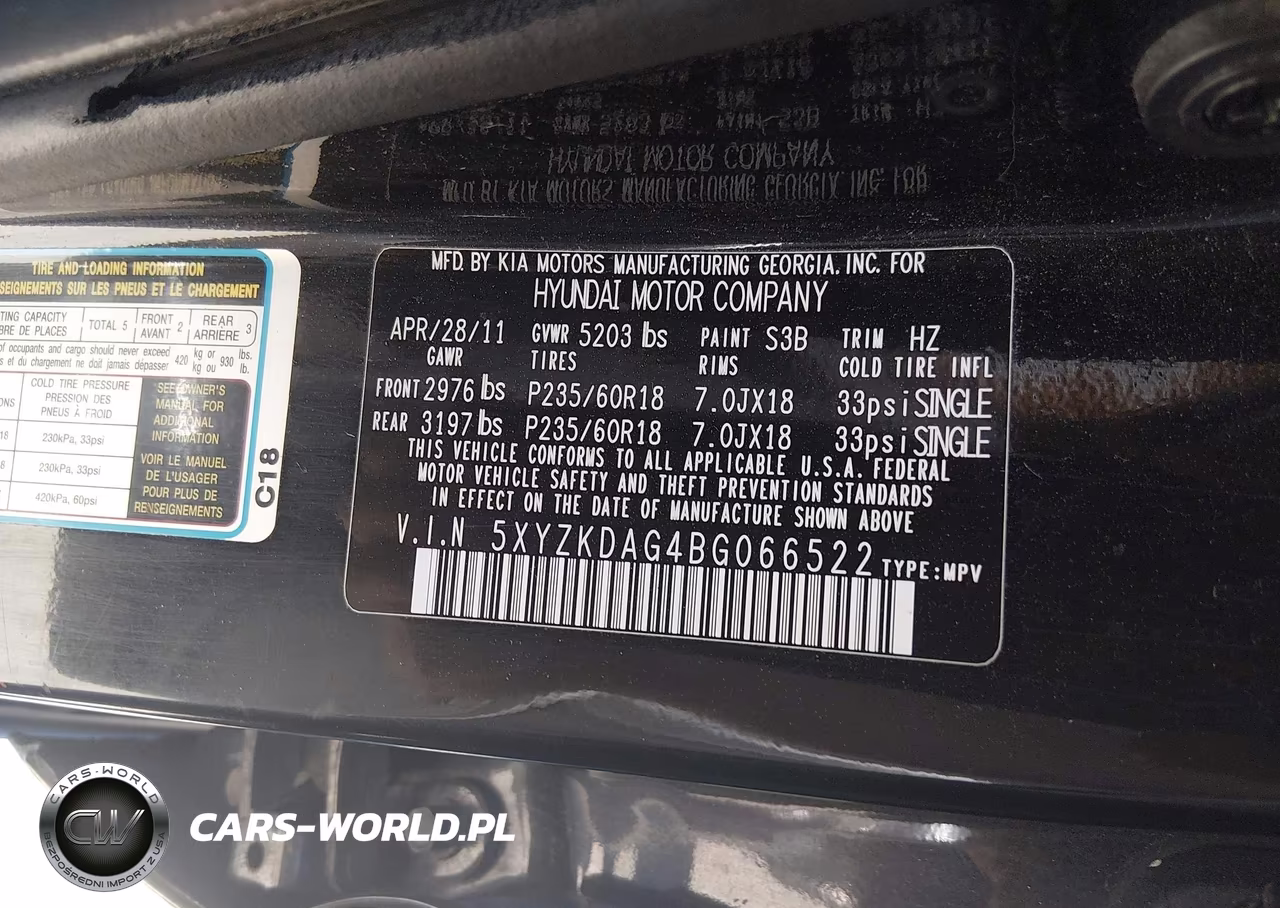 2011 Hyundai Santa Fe Limited V6 VIN:5XYZKDAG4BG066522 - 9