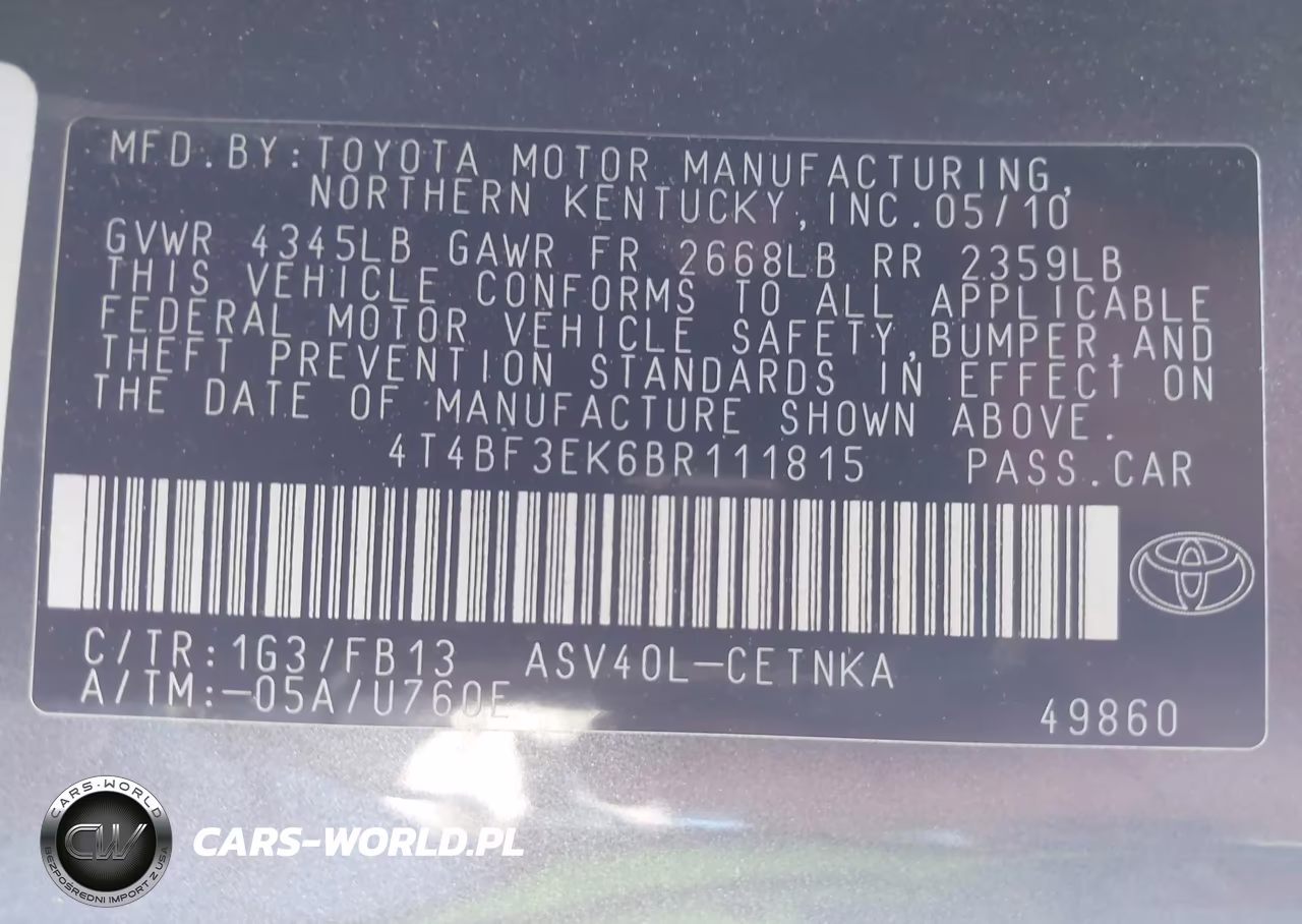 2011 Toyota Camry Le VIN:4T4BF3EK6BR111815 - 9