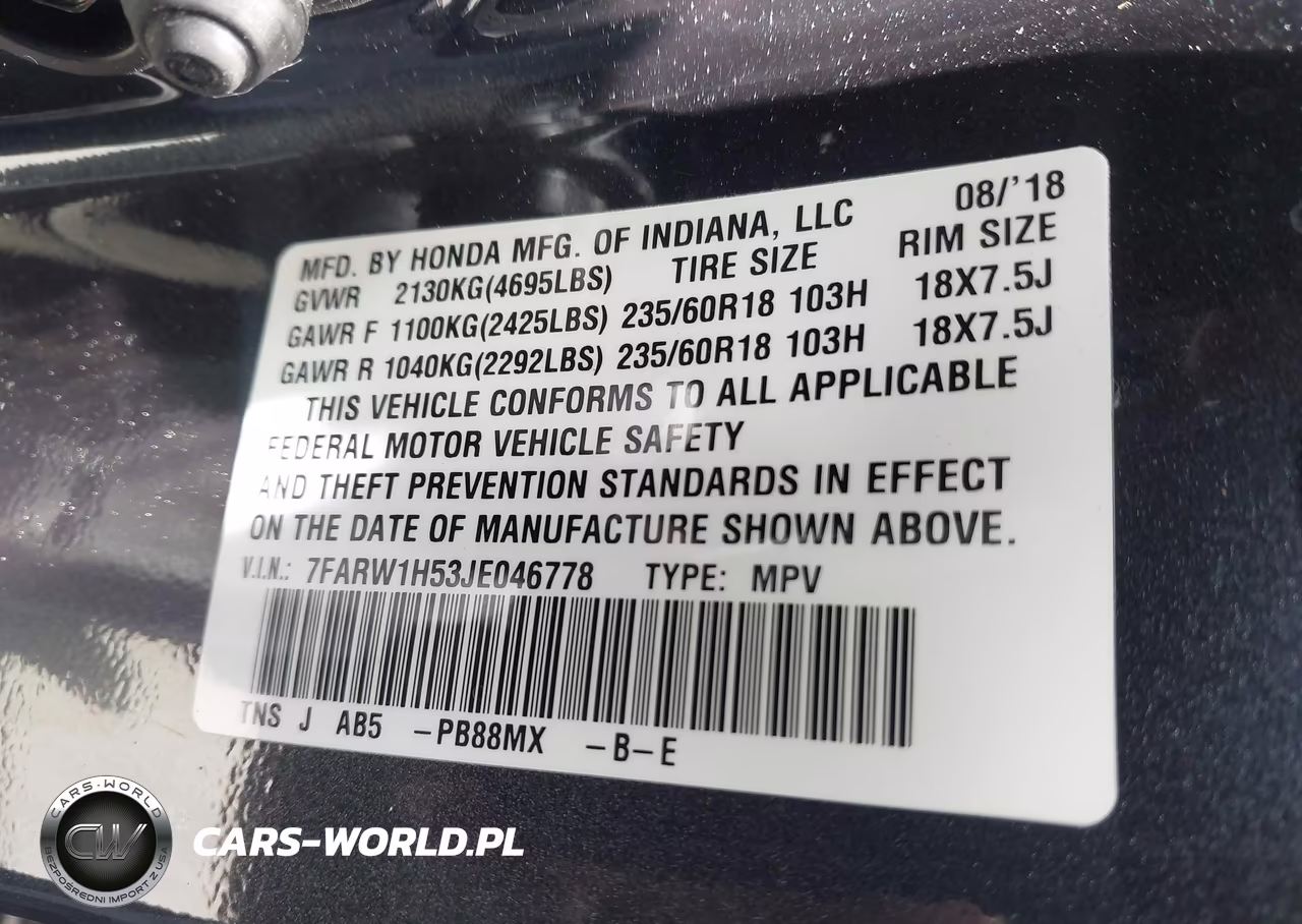 2018 Honda Cr-V Ex VIN:7FARW1H53JE046778 - 9