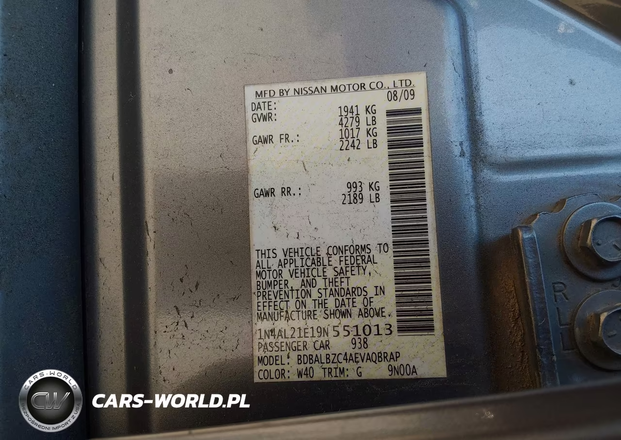 2009 Nissan Altima 2.5 S VIN:1N4AL21E19N551013 - 9