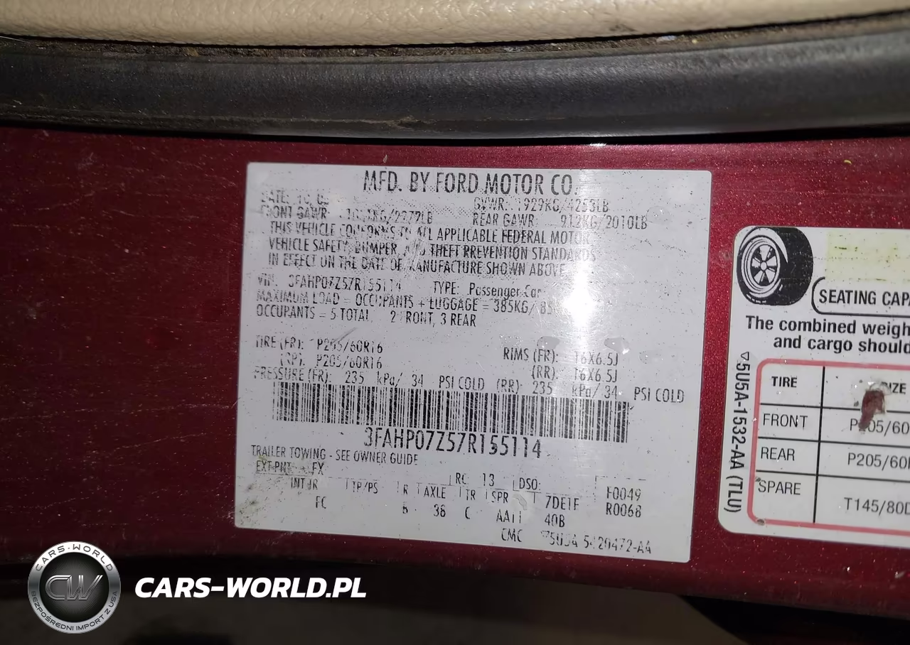 2007 Ford Fusion Se VIN:3FAHP07Z57R155114 - 9