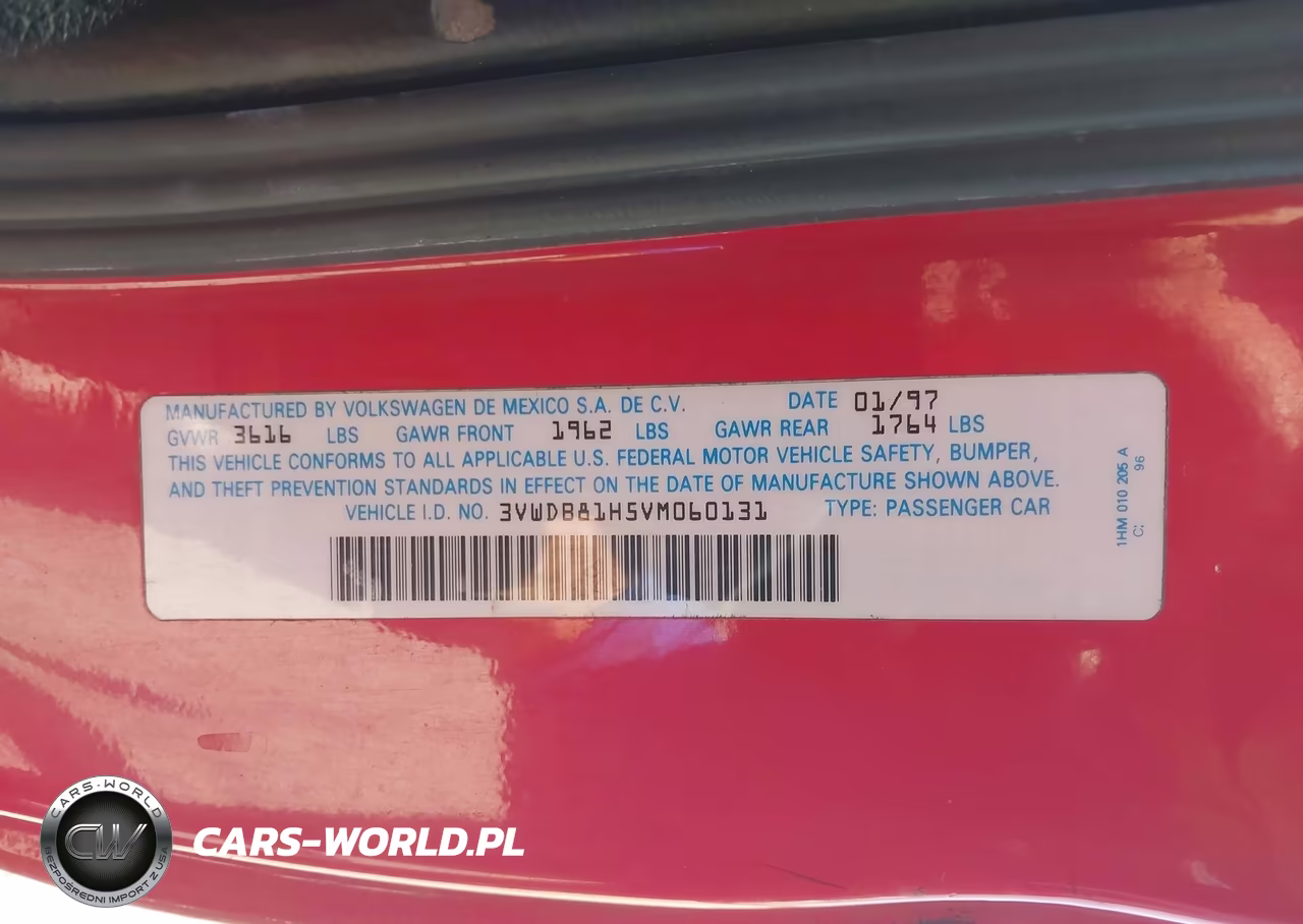 1997 Volkswagen Golf Gti VIN:3VWDB81H5VM060131 - 9