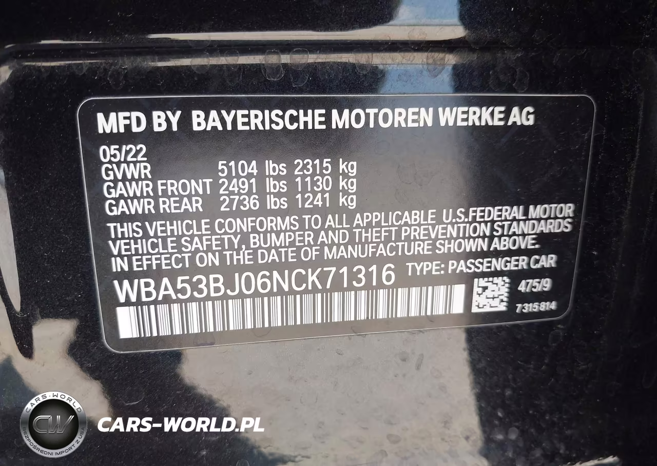 2022 BMW 540 I VIN:WBA53BJ06NCK71316 - 9