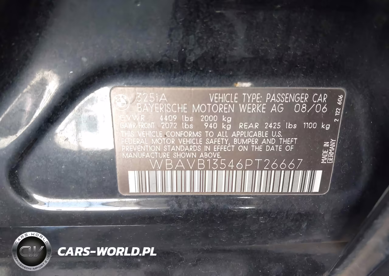 2006 BMW 325I VIN:WBAVB13546PT26667 - 9