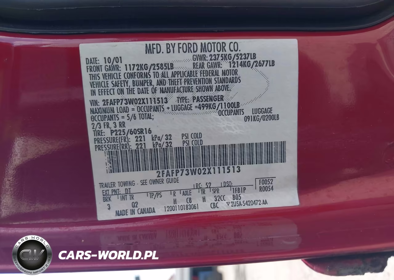 2002 Ford Crown Victoria Standard VIN:2FAFP73W02X111513 - 9