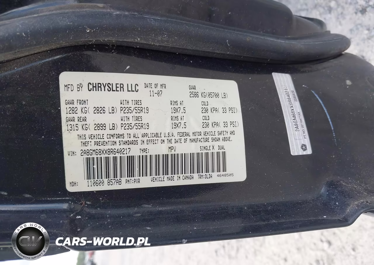 2008 Chrysler Pacifica Touring VIN:2A8GM68XX8R640217 - 9