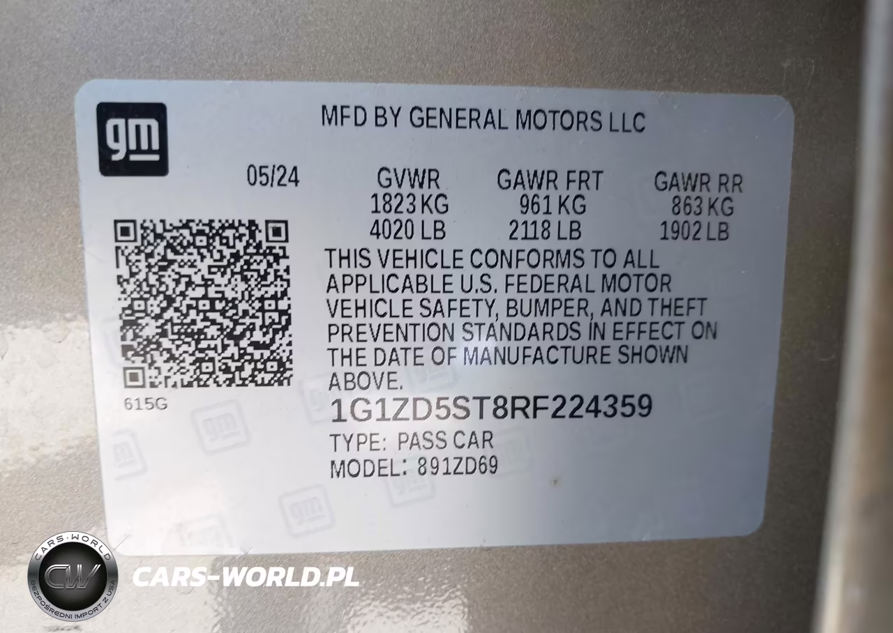 2024 Chevrolet Malibu Fwd 1Lt VIN:1G1ZD5ST8RF224359 - 9
