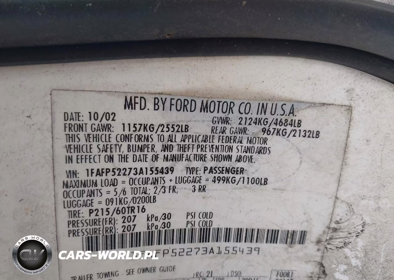 2003 Ford Taurus Lx VIN:1FAFP52273A155439 - 9