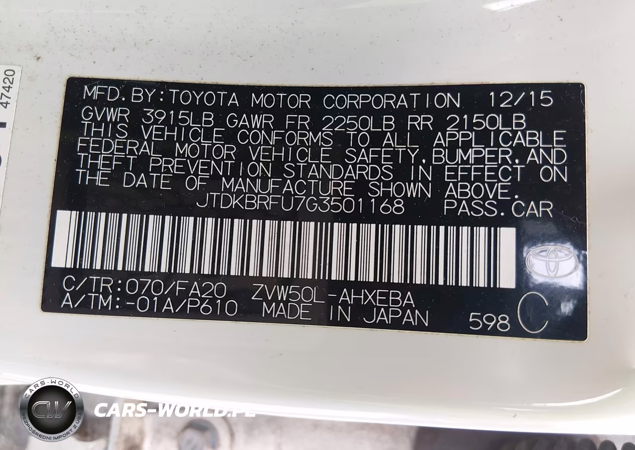 2016 Toyota Prius Two VIN:JTDKBRFU7G3501168 - 9