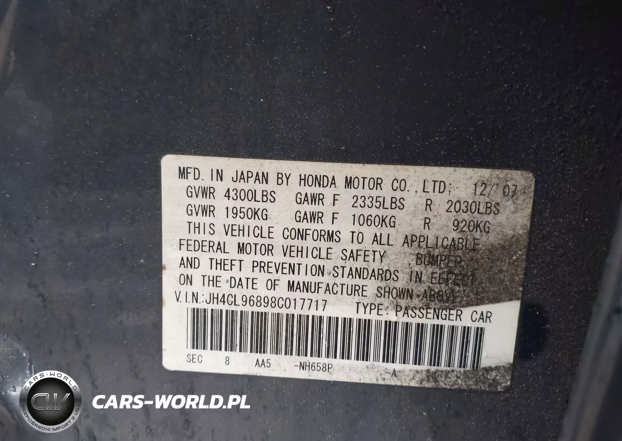 2008 Acura Tsx VIN:JH4CL96898C017717 - 9