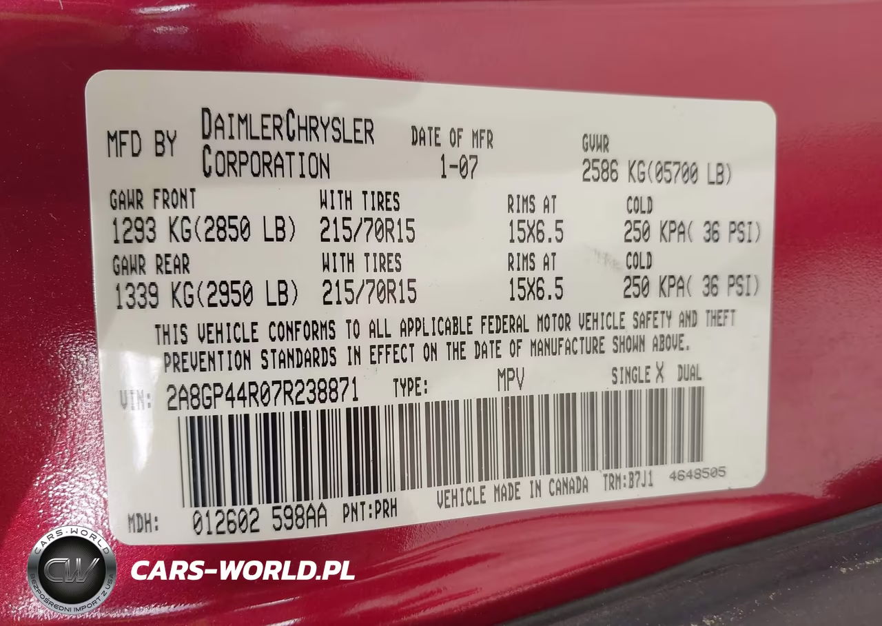 2007 Chrysler Town & Country Lx VIN:2A8GP44R07R238871 - 9