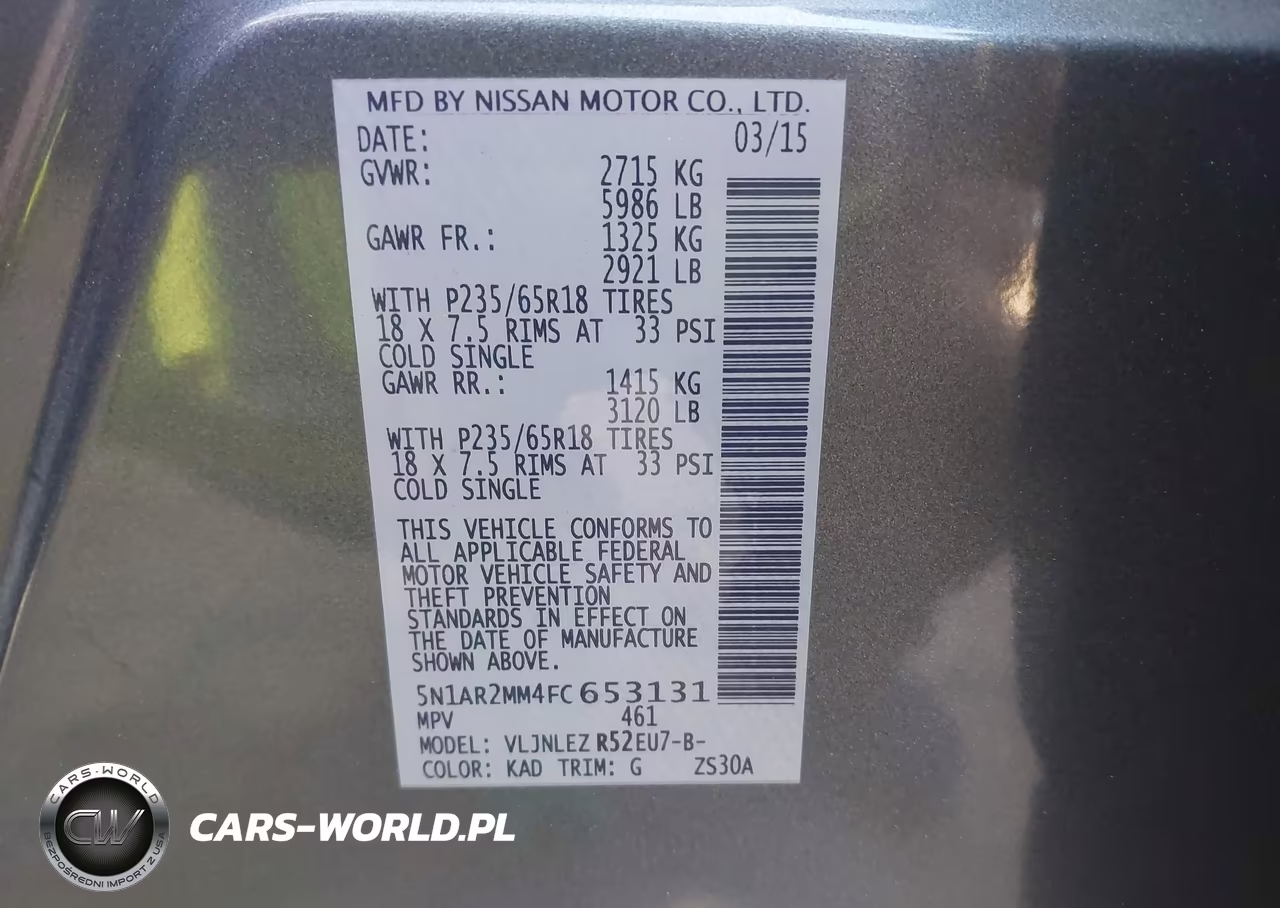 2015 Nissan Pathfinder Platinum-S-Sl-Sv VIN:5N1AR2MM4FC653131 - 9